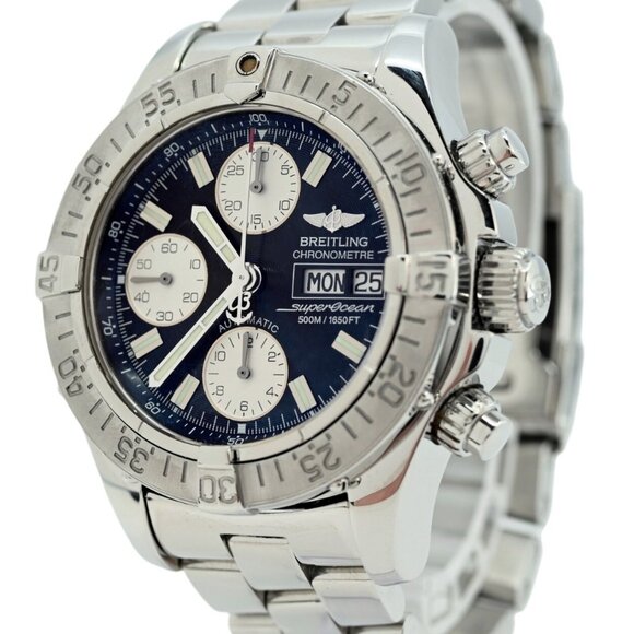 Breitling Men's 42mm Super Ocean 500M Black Dial Automatic SS Watch Ref: A13340! - Picture 2 of 10